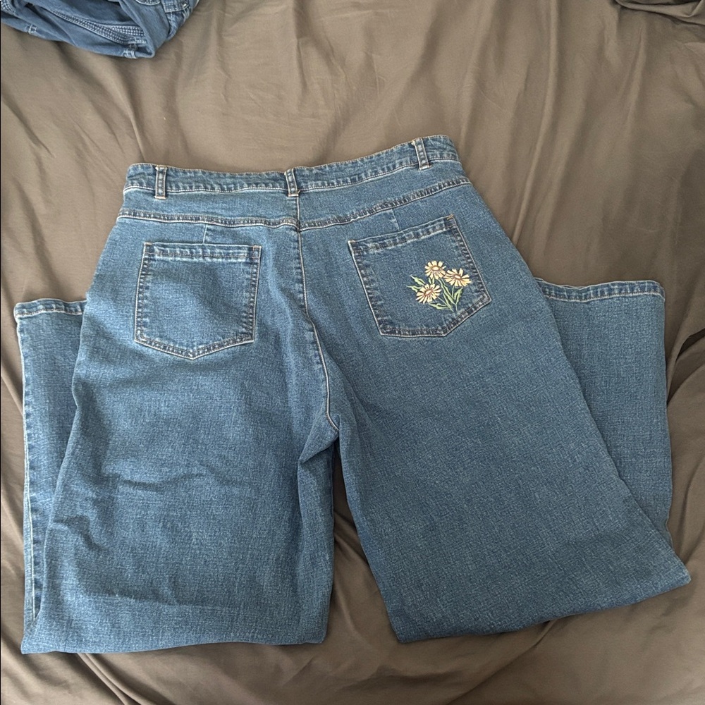 Princess Highway Embroidered Blue Denim Jeans - Picture 3 of 4